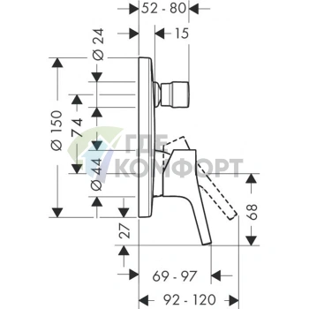 Встраиваемый смеситель для ванны Hansgrohe Talis S с переключателем, хром (72405000) - фото 2