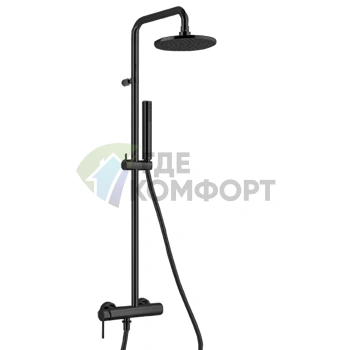 Душевая стойка Fantini Nostromo с верхним душем 20 см и смесителем в черном матовом исполнении (86 13 8130) - фото 1
