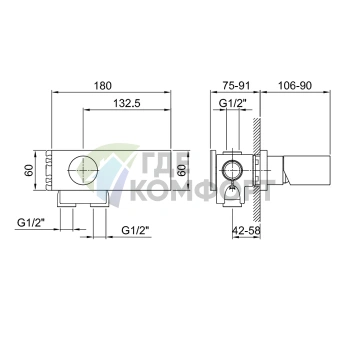 Сменный механизм смесителя для душа Fantini с подключением ½ (22 00 D063A) - фото 2