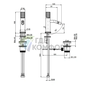 Смеситель для биде FIMA Carlo Frattini SPILLO TECH однорычажный в черном хроме (F3032XSXCN.1) - фото 2