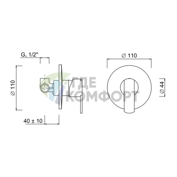 Встроенный однорычажный смеситель для душа SIMAS BERLIN хром (BEMMDI cr) - фото 2