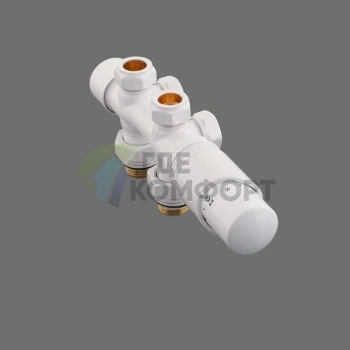 Узел нижнего подключения универсальный Delta Duo белый RAL 9016 с термоголовкой М30x1.5 - фото 2