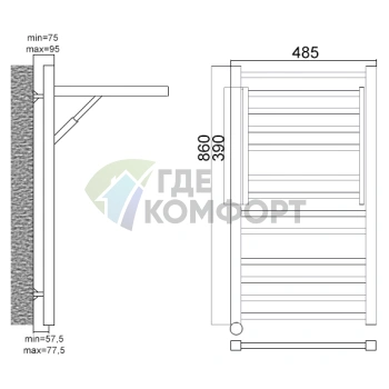 Полотенцесушитель электрический Terminus Валенсия люкс П13 45x86 E L - фото 2