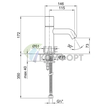 Смеситель для раковины Fantini Nostromo однорычажный, хром, короткий излив (50 02 E904WF) - фото 2