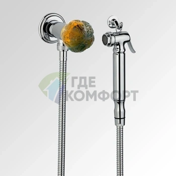 Гигиенический душ THG FLORE с запорным вентилем и держателем, шланг 1250 мм, хром (U5A-A02-5840/8) - фото 1