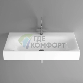 Раковина BETTELUX подвесная 100х49 5х14 см c 1 отвпод смесительит без перелива с крепежами цвет белый - фото 1