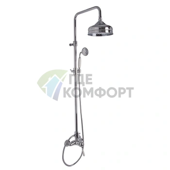 Смеситель для душа FIMA|Carlo Frattini Bell с душевой стойкой и верхним душем, хром (F3365/2CR) - фото 1