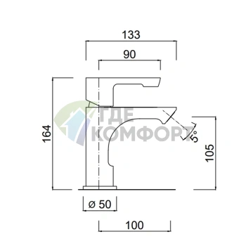 Смеситель для биде SIMAS OSLO однорычажный хром (OSMMB cr) - фото 2