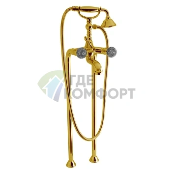 Напольный смеситель для ванны Elizabeth Chic с душевым комплектом в золотом цвете FIMA | Carlo Frattini (F5084/4COR) - фото 1