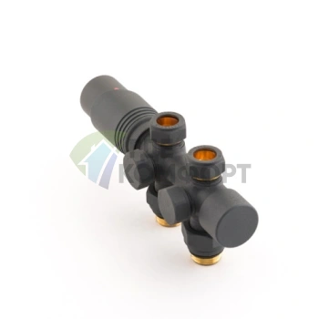 Узел нижнего подключения универсальный Delta Duo черный RAL 9005 с термоголовкой М30x1.5 - фото 2