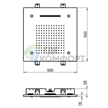Душевая лейка потолочная встраиваемая Almar 500x500 мм, 3 режима, нержавеющая сталь (E044140.MS) - фото 2