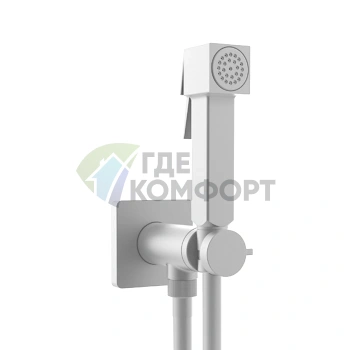 Гигиенический душ BOSSINI CUBE с металлической лейкой и шлангом Cromolux в матово-белом цвете (E38003B.045) - фото 1