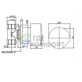Запорный вентиль Carlo Frattini FIMA: без ручки, внешняя часть, хром (F3183/1CR) - фото 2