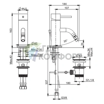 Смеситель для биде FIMA Carlo Frattini Spillo Up с донным клапаном, хром (F3032CR) - фото 2