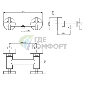 Смеситель для душа FIMA Carlo Frattini Maxima внешнего монтажа в хроме (F5305/1CR) - фото 2