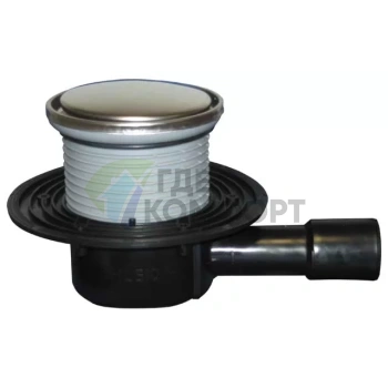 Трап HL510NR с круглой решеткой 112x112 мм c горизонтальным выпуском - фото 1