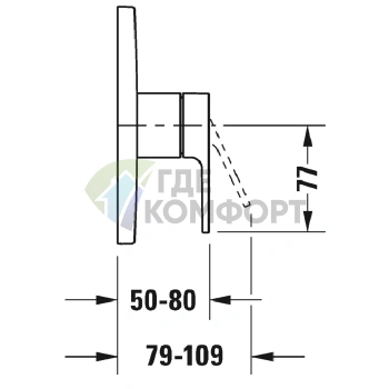 Смеситель для душа Duravit B.3 скрытого монтажа с переключателем потоков, хром (B34210012010) - фото 2