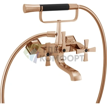 Смеситель для ванны CISAL Cherie двухвентильный с душевым комплектом в цвете розовое золото и черный (CX0001007E) - фото 1