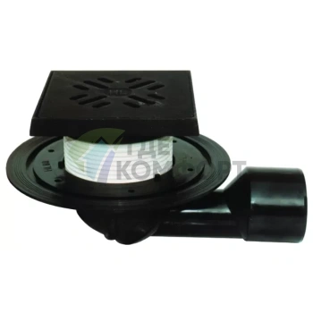 Трап HL81G с решеткой 137x137 мм-незамерзающим затвором и выпуском в виде поворотного шарнира от 0° до 90° - фото 1