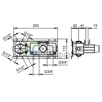Термостатический смеситель Fantini Acquadolce: 4-позиционный переключатель, внутренняя часть, 3/4 (19 00 D274A) - фото 2