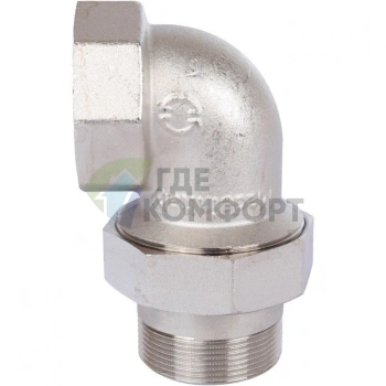 Разъемное угловое соединение американка ВН 2, уплотнение под гайкой o-ring кольцо, никелированное Stout - фото 3