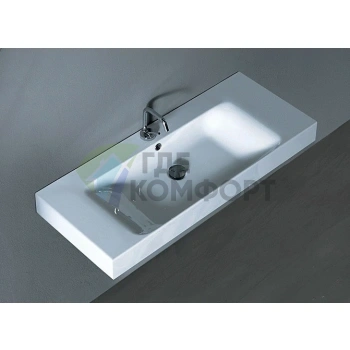 Раковина KERASAN Cento 100х45 с 1отв под смеситель белая с подвесной металлической структурой (355001*1) - фото 2