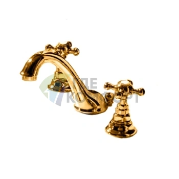 Kerasan Retro: Бронзовый трёхдырковый смеситель для раковины в стиле ретро (739193 br) - фото 1