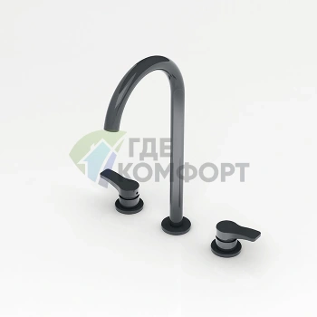 Смеситель для раковины Fantini AL/23, 3 отверстия, черный матовый (26 13 B206WF) - фото 1