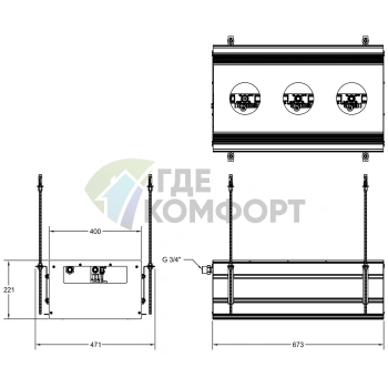 GESSI BINARIO Линейный профиль 670 мм на 3 модуля, цвет Black XL, установка Easy-Fix (61125#299) - фото 2