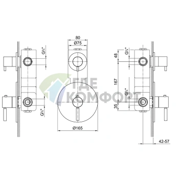 Сердцевина термостатического смесителя Fantini для душа, 1 выход, 3/4 (19 00 3901A) - фото 2
