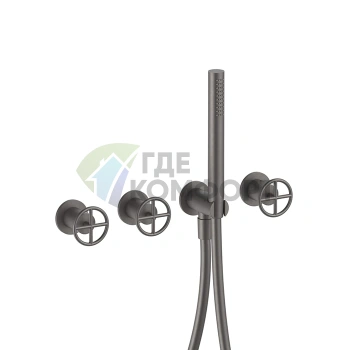 Смеситель для ванны Fantini Fontane Bianche встраиваемый с ручным душем цвет Matt Gun Metal PVD (47 P5 P017B) - фото 1