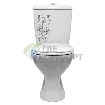 Унитаз-компакт «Суперкомпакт» с декором цветы от Оскольской керамики - фото 1