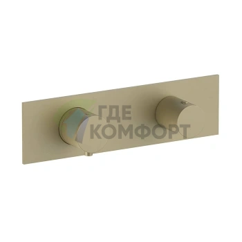 Термостатический встраиваемый смеситель для душа Fantini Nostromo с поворотной ручкой в цвете Matt British Gold PVD (87 P6 G572B) - фото 1