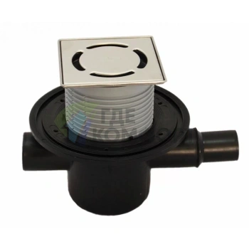 Трап HL300-3000 с решеткой 115x115 мм-с обратным клапаном-с дополнительным входом DN50 и горизонтальным выходом DN40 - фото 1