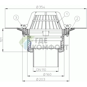 Кровельная воронка HL62 с теплоизоляцией и обжимным фланцем - фото 3