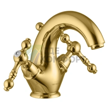 Смеситель для раковины FIMA Carlo Frattini Epoque с донным клапаном, золото (F5061/2OR) - фото 1