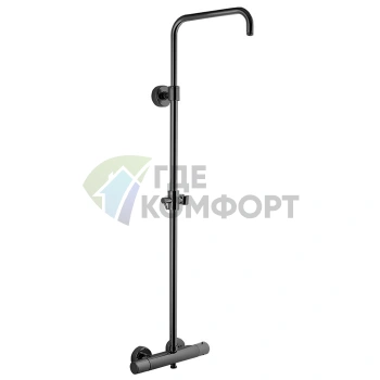 Смеситель для душа FIMA Carlo Frattini Wellness настенный с душевой стойкой, цвет брашированный черный хром (F3255SCS) - фото 1