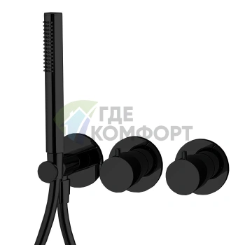 Термостатический смеситель для душа FIMA Carlo Frattini MAST: встраиваемый, на 2 источника, с душевым комплектом, матовый черный (F3149X9NS) - фото 1