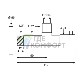 Угловой вентиль с фильтром FIMA Carlo Frattini для подключения к фильтру воды, хром (F204CR) - фото 2