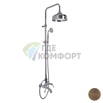 Смеситель для ванны FIMA Carlo Frattini Epoque с душевой стойкой и верхним душем, цвет бронза (F5054/2BR) - фото 1