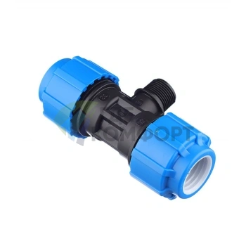 Тройник с наружной резьбой 32x3/4x32 ПНД Политэк - фото 1