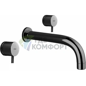 Смеситель для раковины настенный CISAL Less New чёрный матовый (LN01351140) - фото 1