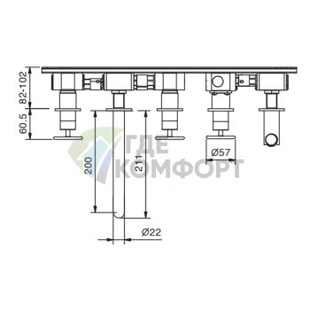 Комплект внутренностей смесителя для ванны Fantini 1/2 дюйма (47 00 P019A) - фото 2