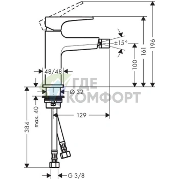 Смеситель Hansgrohe Metropol 74520000 для биде - фото 2