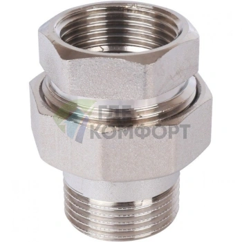 Разъемное соединение американка ВН 1, уплотнение под гайкой под гайкой, никелированное Stout - фото 2