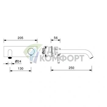 Смеситель для раковины Fantini Nostromo: встраиваемый однорычажный в матовом золоте (50 P6 E814B) - фото 2