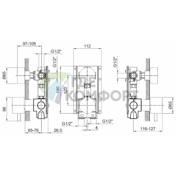 Смеситель для душа Fantini AF/21 скрытого монтажа на 3 выхода (матовая натуральная сталь) (27 93 A587B) - фото 2