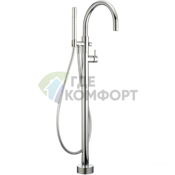 CISAL SLIM Однорычажный напольный смеситель для ванны с ручным душем и шлангом 1500 мм, хром (SM01420021) - фото 1