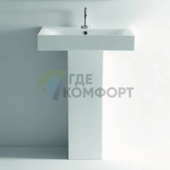 Раковина KERASAN Cento 80х45 подвесная c 1отв под смесительитель белая с колонной - фото 1