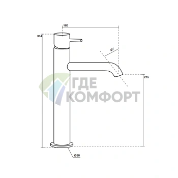 Смеситель Kerasan Nolita для раковины, черный матовый (922731 Nero matt) - фото 2